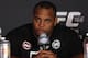 Oct 19, 2013; Houston, TX, USA; Daniel Cormier answers a question during the press conference following UFC 166 at Toyota Center. Mandatory Credit: Andrew Richardson-USA TODAY Sports