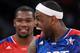 HOUSTON, TX - FEBRUARY 17: (R) LeBron James #6 of the Miami Heat and the Eastern Conference reacts in front of Kevin Durant #35 of the Oklahoma City Thunder and the Western Conference during the 2013 NBA All-Star game at the Toyota Center on February 17, 2013 in Houston, Texas. NOTE TO USER: User expressly acknowledges and agrees that, by downloading and or using this photograph, User is consenting to the terms and conditions of the Getty Images License Agreement. (Photo by Ronald Martinez/Getty Images)