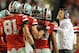 Jan 3, 2014; Miami Gardens, FL, USA; Ohio State Buckeyes head coach Urban Meyer (right) talks with his players in a timeout against Clemson Tigers during the first half in the 2014 Orange Bowl college football game at Sun Life Stadium. Mandatory Credit: Steve Mitchell-USA TODAY Sports