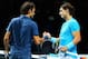 LONDON, ENGLAND - NOVEMBER 10: Rafael Nadal of Spain is congratulated by Roger Federer of Switzerland after their men's singles semi-final match during day seven of the Barclays ATP World Tour Finals at O2 Arena on November 10, 2013 in London, England. (Photo by Julian Finney/Getty Images)