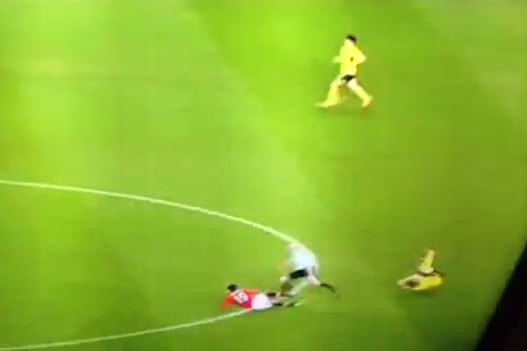 Watch: Referee Takes out Two Players in One Fell Swoop
