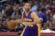 Jan 10, 2014; Los Angeles, CA, USA; Los Angeles Lakers guard Kendall Marshall (12) dribbles the ball against the Los Angeles Lakers at Staples Center. The Clippers defeated the Lakers 123-87. Mandatory Credit: Kirby Lee-USA TODAY Sports