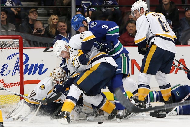 Preds' Hutton Thwarts Canucks, 2-1