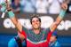 Jan 22, 2014; Melbourne, AUSTRALIA; Rafael Nadal (ESP) celebrates after his match against Grigor Dimitrov (BUL) on day ten of the 2014 Australian Open at Melbourne Park. Mandatory Credit: Matthias Hauer/GEPA via USA TODAY Sports
