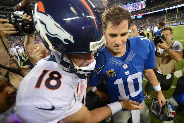 Peyton Manning Puts Brother Eli to Work