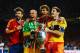 KIEV, UKRAINE - JULY 01: (L-R) Gerard Pique, Pepe Reina, Fernando Llorente and Iker Casillas of Spain celebrate with the trophy following victory in the UEFA EURO 2012 final match between Spain and Italy at the Olympic Stadium on July 1, 2012 in Kiev, Ukraine. (Photo by Laurence Griffiths/Getty Images)