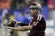 Texas A&M quarterback Johnny Manziel (2) warms up before the start of the Chick-fil-A Bowl NCAA college football game against Duke Tuesday, Dec. 31, 2013, in Atlanta. (AP Photo/John Bazemore)