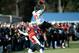 FAIRHOPE, AL - JANUARY 20: Jordan Matthews #87 of the South team catches a pass over Aaron Colvin #14 during a Senior Bowl practice session at Fairhope Stadium on January 20, 2014 in Fairhope, Alabama. (Photo by Stacy Revere/Getty Images)