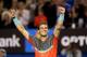 MELBOURNE, AUSTRALIA - JANUARY 24: Rafael Nadal of Spain celebrates winning his semifinal match against Roger Federer of Switzerland during day 12 of the 2014 Australian Open at Melbourne Park on January 24, 2014 in Melbourne, Australia. (Photo by Clive Brunskill/Getty Images)