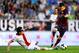 MADRID, SPAIN - SEPTEMBER 21: Lionel Messi of FC Barcelona duels for the ball with Saul Niguez of Rayo Vallecano during the La Liga match between Rayo Vallecano de Madrid and FC Barcelona at Estadio Teresa Rivero on September 21, 2013 in Madrid, Spain. (Photo by David Ramos/Getty Images)