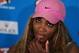 Serena Williams of the U.S. speaks during a press conference after her fourth round loss to Ana Ivanovic of Serbia at the Australian Open tennis championship in Melbourne, Australia, Sunday, Jan. 19, 2014. (AP Photo/Shuji Kajiyama)