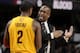 CLEVELAND, OH - DECEMBER 7: Head coach Mike Brown of the Cleveland Cavaliers discusses the play with Kyrie Irving #2 during a break in the action against the Los Angeles Clippers at The Quicken Loans Arena on December 7, 2013 in Cleveland, Ohio. NOTE TO USER: User expressly acknowledges and agrees that, by downloading and/or using this Photograph, user is consenting to the terms and conditions of the Getty Images License Agreement. Mandatory Copyright Notice: Copyright 2013 NBAE (Photo by David Liam Kyle/NBAE via Getty Images)