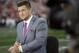 Tim Tebow speaks on ESPN before the NCAA BCS National Championship college football game between Auburn and Florida State Monday, Jan. 6, 2014, in Pasadena, Calif. (AP Photo/David J. Phillip)