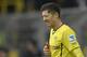Dortmund's Robert Lewandowski of Poland is unhappy after missing to score during the German Bundesliga soccer match between Borussia Dortmund and FC Augsburg in Dortmund, Germany, Saturday, Jan. 25, 2014. (AP Photo/Martin Meissner)