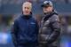 Head coach Pete Carroll (left) and Seahawks owner Paul Allen (right) share a moment before the NFC Championship Game.