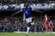 Everton's Romelu Lukaku celebrates after scoring against Southampton during their English Premier League soccer match at Goodison Park Stadium, Liverpool, England, Sunday Dec. 29, 2013. (AP Photo/Jon Super)
