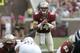 Florida State's Jacob Coker calls signals against Maryland's defense in the fourth quarter of an NCAA college football game on Saturday, Oct. 5, 2013, in Tallahassee, Fla. Florida State shut out the 25th ranked Maryland team 63-0. (AP Photo/Steve Cannon)