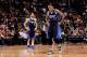 Dec 21, 2013; Phoenix, AZ, USA; Dallas Mavericks guard Monta Ellis (11) and guard Jose Calderon (8) react on the court in the second half of the game against the Phoenix Suns at US Airways Center. The Suns won 123-108. Mandatory Credit: Jennifer Stewart-USA TODAY Sports