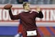 Washington Redskins quarterback Kirk Cousins warms up before an NFL football game against the New York Giants Sunday, Dec. 29, 2013, in East Rutherford, N.J. (AP Photo/Julio Cortez)