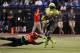 Jan 2, 2014; St. Petersburg, FL, USA; Team Nitro cornerback Jabrill Peppers (5) runs with the ball as Team Hightlight cornerback Adoree Jackson (21) defends during the second half at Tropicana Field. Team Highlight defeated the Team Nitro 31-21. Mandatory Credit: Kim Klement-USA TODAY Sports