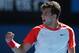 Grigor Dimitrov of Bulgaria celebrates a point won against Rafael Nadal of Spain during their quarterfinal at the Australian Open tennis championship in Melbourne, Australia, Wednesday, Jan. 22, 2014.(AP Photo/Aaron Favila)