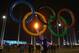 SOCHI, RUSSIA - FEBRUARY 07: The flame is seen through the Olympic Rings after the Opening Ceremony of the Sochi 2014 Winter Olympics at Fisht Olympic Stadium on February 7, 2014 in Sochi, Russia. (Photo by Robert Cianflone/Getty Images)