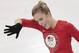 Ashley Wagner, of the United States, skates at the figure stating practice rink ahead of the 2014 Winter Olympics, Wednesday, Feb. 5, 2014, in Sochi, Russia. (AP Photo/Ivan Sekretarev)