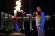 Irina Rodnina and Vladislav Tretiak light the Olympic cauldron during the opening ceremony of the 2014 Winter Olympics in Sochi, Russia, Friday, Feb. 7, 2014. (AP Photo/Matt Slocum, Pool)
