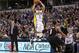 Feb 7, 2014; Indianapolis, IN, USA; Indiana Pacers guard George Hill (3) takes a shot against Portland Trail Blazers guard Damian Lillard (0) at Bankers Life Fieldhouse. Indiana defeats Portland 118-113 in overtime. Mandatory Credit: Brian Spurlock-USA TODAY Sports