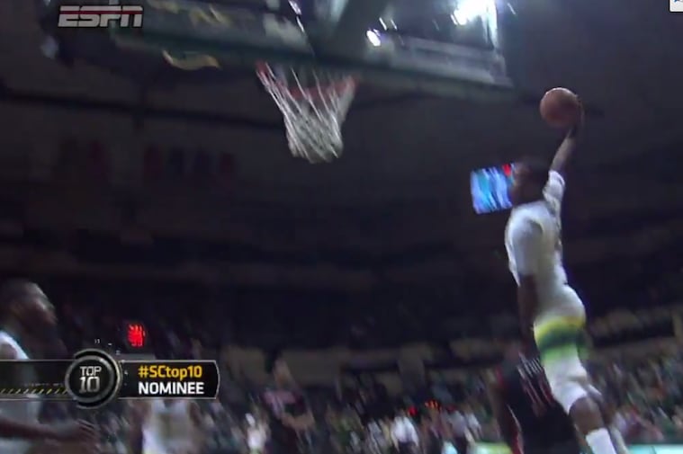 USF's Victor Rudd Vaults over His Defender for a Huge Slam