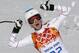 United States' Julia Mancuso celebrates after finishing the downhill portion of the women's supercombined at the Sochi 2014 Winter Olympics, Monday, Feb. 10, 2014, in Krasnaya Polyana, Russia.(AP Photo/Christophe Ena)