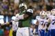 EAST RUTHERFORD, NJ - SEPTEMBER 22: Defensive end Muhammad Wilkerson #96 of the New York Jets celebrates after he sacks quarterback EJ Manuel #3 of the Buffalo Bills in the 2nd half of the Jets 27-20 win over the Buffalo Bills at MetLife Stadium on September 22, 2013 in East Rutherford, New Jersey. (Photo by Ron Antonelli/Getty Images)