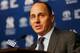 NEW YORK, NY - DECEMBER 20: General Manager Brian Cashman speaks to the media during Carlos Beltran's introductory press conference at Yankee Stadium on December 20, 2013 in the Bronx borough of New York City. (Photo by Mike Stobe/Getty Images)