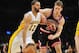 February 9, 2014; Los Angeles, CA, USA; Los Angeles Lakers point guard Kendall Marshall (12) controls the ball against Chicago Bulls small forward Mike Dunleavy (34) during the second half at Staples Center. Mandatory Credit: Gary A. Vasquez-USA TODAY Sports