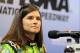 Feb 22, 2013; Daytona Beach, FL, USA; NASCAR Sprint Cup Series driver Danica Patrick at a press conference after practice for the Daytona 500 at Daytona International Speedway. Mandatory Credit: John David Mercer-USA TODAY Sports