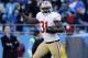 San Francisco 49ers strong safety Donte Whitner (31) reacts against the Carolina Panthers during the second half of a divisional playoff NFL football game, Sunday, Jan. 12, 2014, in Charlotte, N.C. (AP Photo/Gerry Broome)