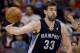 Memphis Grizzlies center Marc Gasol plays during the first half of an NBA basketball game against the Los Angeles Clippers in Los Angeles, Monday, Nov. 18, 2013. (AP Photo/Chris Carlson)