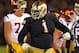 SOUTH BEND, IN - OCTOBER 19: Louis Nix III #1 of the Notre Dame Fighting Irish celebrates near the end of the game against the University of Southern California Trojans at Notre Dame Stadium on October 19, 2013 in South Bend, Indiana. Notre Dame defeated USC 14-10. (Photo by Jonathan Daniel/Getty Images)