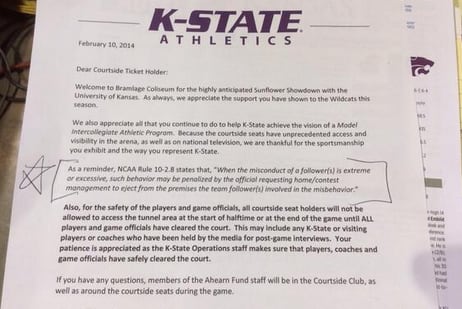 K-State Issues Behavior Expectations for Courtside Fans