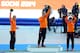 SOCHI, RUSSIA - FEBRUARY 10: (L-R) Bronze medalist Ronald Mulder of the Netherlands, gold medallist Michel Mulder of the Netherlands and Silver medalist Jan Smeekens of the Netherlands celebrate on the podium during the flower ceremony for the Men's 500m Speed Skating event during day 3 of the Sochi 2014 Winter Olympics at Adler Arena Skating Center on February 10, 2014 in Sochi, Russia. (Photo by Paul Gilham/Getty Images)