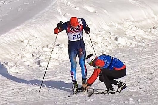 Canadian Coach Comes to Rescue of Russian with Broken Ski