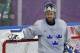 Sweden goaltender Henrik Lundqvist takes a break during a training session inside the Bolshoy Ice Dome at the 2014 Winter Olympics, Tuesday, Feb. 11, 2014, in Sochi, Russia. (AP Photo/Julie Jacobson)