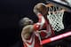 Houston Rockets' Dwight Howard shoots against the Minnesota Timberwolves in the second half of an NBA basketball game Monday, Feb. 10, 2014, in Minneapolis. The Rockets won 107-89. (AP Photo/Jim Mone)