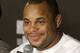 Daniel Cormier speaks at a news conference after beating Frank Mir in a UFC heavyweight mixed martial arts fight in San Jose, Calif., Saturday, April 20, 2013. (AP Photo/Thomas Mendoza)