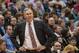 Feb 4, 2014; Minneapolis, MN, USA; Los Angeles Lakers head coach Mike D'Antoni in the third quarter against the Minnesota Timberwolves at Target Center. Minnesota wins 109-99. Mandatory Credit: Brad Rempel-USA TODAY Sports