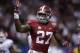 Alabama running back Derrick Henry celebrates his touchdown during the second half of the NCAA college football Sugar Bowl against Oklahoma in New Orleans, Thursday, Jan. 2, 2014. (AP Photo/Patrick Semansky)