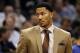 Jan 15, 2014; Orlando, FL, USA; Chicago Bulls point guard Derrick Rose (1) against the Orlando Magic during the first quarter at Amway Center. Mandatory Credit: Kim Klement-USA TODAY Sports
