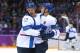 SOCHI, RUSSIA - FEBRUARY 13: Olli Maatta #3 of Finland celebrates with teammate Olli Jokinen #12 after scoring a goal in the first period against Bernhard Starkbaum #29 of Austria during the Men's Ice Hockey Preliminary Round Group B game on day six of the Sochi 2014 Winter Olympics at Bolshoy Ice Dome on February 13, 2014 in Sochi, Russia. (Photo by Bruce Bennett/Getty Images)