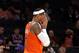 New York Knicks' Carmelo Anthony (7) walks off the court at the end of regulation during the second half of an NBA basketball game against the Atlanta Hawks Saturday, Nov. 16, 2013, in New York. Atlanta defeated New York 110-90. (AP Photo/Jason DeCrow)