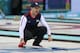 Feb 11, 2014; Sochi, RUSSIA; John Shuster (USA) shouts in the men's round robin session during the Sochi 2014 Olympic Winter Games at Ice Cube Curling Center. Mandatory Credit: Winslow Townson-USA TODAY Sports